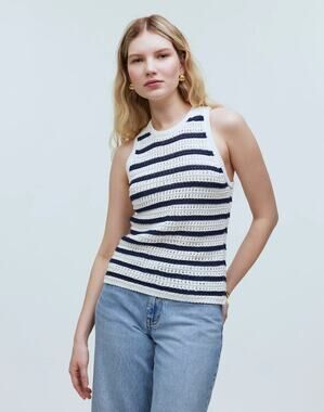 NWOT Madewell Women's Crochet-Knit Crewneck Sweater Tank Top Bright Ivory Size S